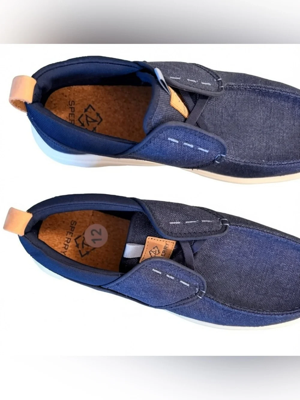 Sperry SeaCycled Captain's Moc Baja Navy Canvas Slip On Shoes Men's Size 12